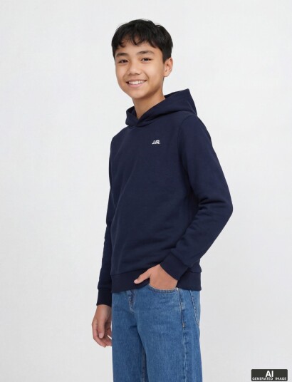 JJ REBEL Jrebrebel Logo Sweat Hood Noos Jnr   Navy   140