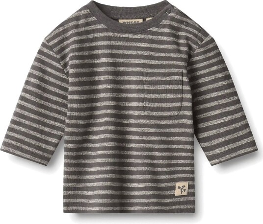 Wheat T Shirt L/S Ross DARK CHARCOAL STRIPE 68