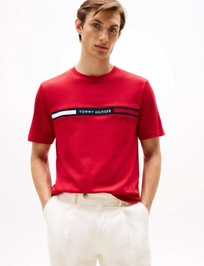 Tommy Hilfiger Hilfiger Chest Insert Tee - Red - L