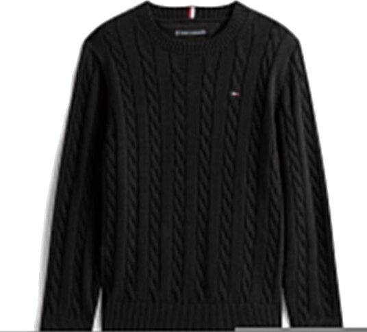 Tommy Hilfiger Flettestrikket Genser i Svart Bomull 128