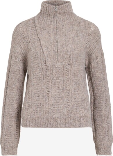 Vila Vigleeba Half Zip Knit Top/Vol/Spi   NATURAL MELANGE   M