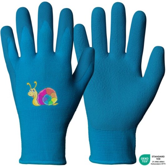Granberg Latex skumbelegg leke- og arbeidshansker for barn, blå, 12 par, SGR-108-0113 S