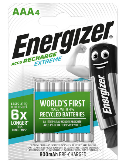 Energizer 800mAh Oppladbare AAA Batterier - 4pk NiMH Energizer 800mAh Oppladbare AAA Batterier - 4pk NiMH