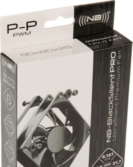 Noiseblocker BlackSilentPro P-P 8 cm Vifte 2000 RPM 18,1 dB Svart