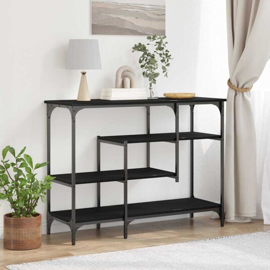 Kunsollbord Svart Eik 100x35x75 cm Konstruert Tre og Stål