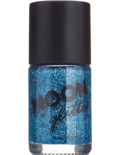 Blå Neglelakk med Holografisk Glitter
