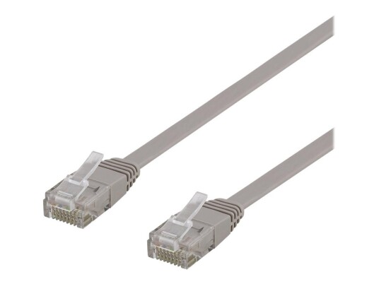 Deltaco 30 cm Cat 6a Flat U/FTP Koblingskabel RJ-45 Grå