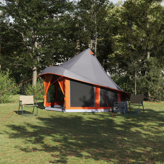 Tipi telt med tak Grå og Oransje 404 x 370 x 270 cm taft