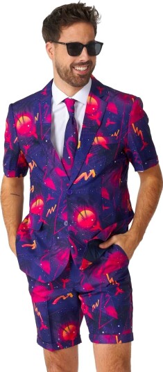 Retro Neon Dress med Shorts og Kortermet Skjorte til Herre Suitmeister Medium