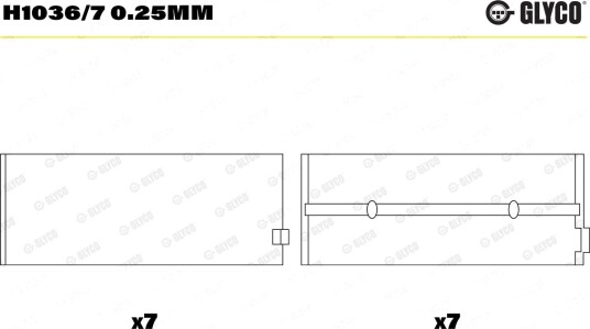 Veivaksellager GLYCO H1036/7 0.25mm