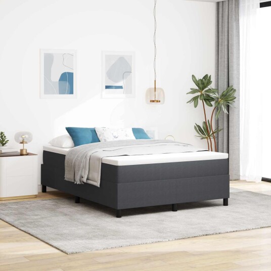  Box Spring Seng Mørk Grå 140x200 cm Corduroy Stoff