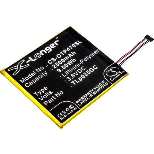 Alcatel OT-8063 batteri (2500 mAh 3.8 V, Sort)