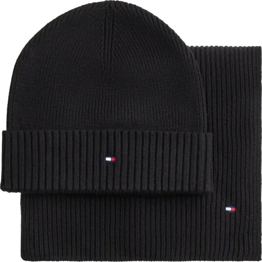 Tommy Hilfiger Th Flag Beanie And Scarf BLACK One Size