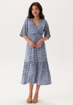 Happy Holly Wrap Dress Blue/Floral 32/34