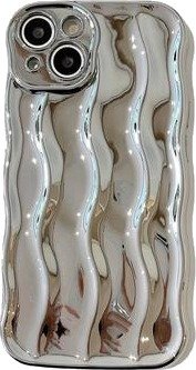 iPhone 13 3D Linear Wavy-etui - Sølv