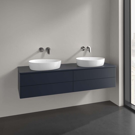 Villeroy & Boch Antao Servantskap med 4 skuffer 160x50x36 cm m/lys Blå Matt