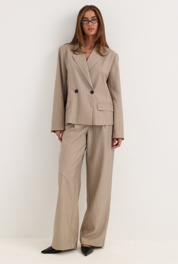 Bubbleroom Mid Waist Pleated Suit Trousers