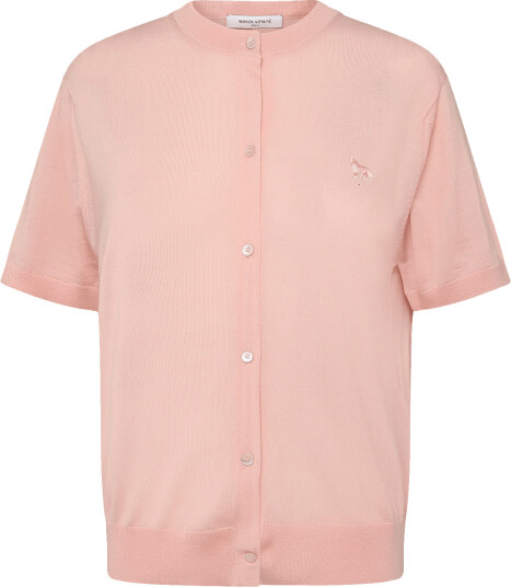 Maison Kitsune Baby Fox Patch Regular Short Sleeves Cardigan Pink XL Maison Kitsune Baby Fox Patch Regular Short Sleeves Cardigan Pink XL