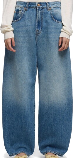 7 For All Mankind Bonnie Curvilinear Skyfrost Blue 27 x 30