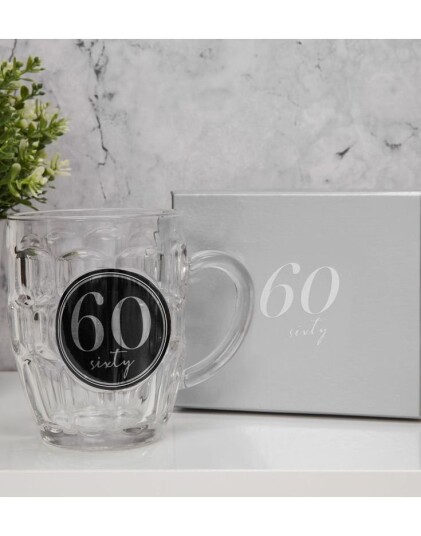 60 ÅR Ølseidel med Sølvfarget Tekst i Gaveeske 568 ml