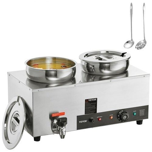Kommersiell suppevarmer suppestasjon med 2*7,4 Qt gryteoppvarmer