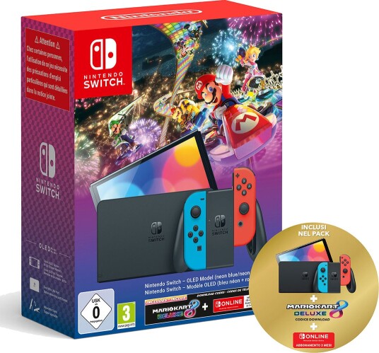 Nintendo Switch OLED Konsoll Rød/Blå med Mario Kart 8 Deluxe