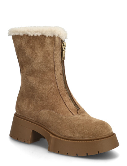 Coach Leah Platform Shearling Zip Bootie - Brown - 38.5 Coach Leah Platform Shearling Zip Bootie - Brown - 38.5