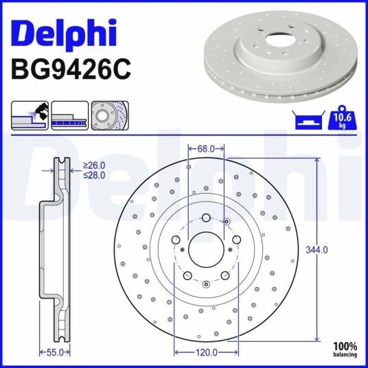 DELPHI BG9426C Bremseskive DELPHI BG9426C Bremseskive