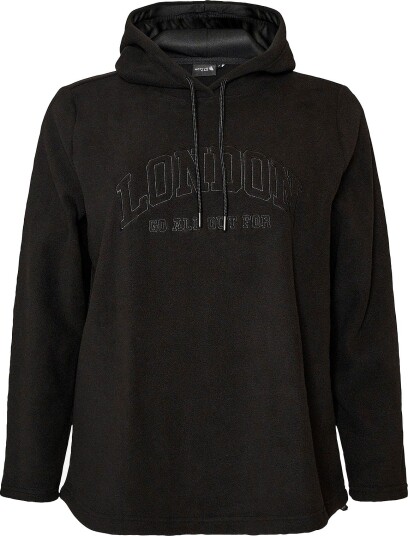 Zizzi   Hettegenser Alillie L/S Fleece Hoodie   Svart