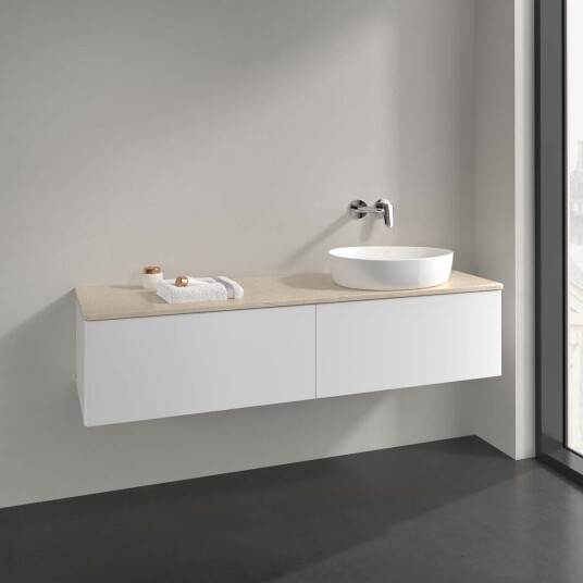 Villeroy & Boch Antao Servantskap med 2 skuffer 160x50x36 cm u/lys Hvit Matt/Crème Villeroy & Boch Antao Servantskap med 2 skuffer 160x50x36 cm u/lys Hvit Matt/Crème