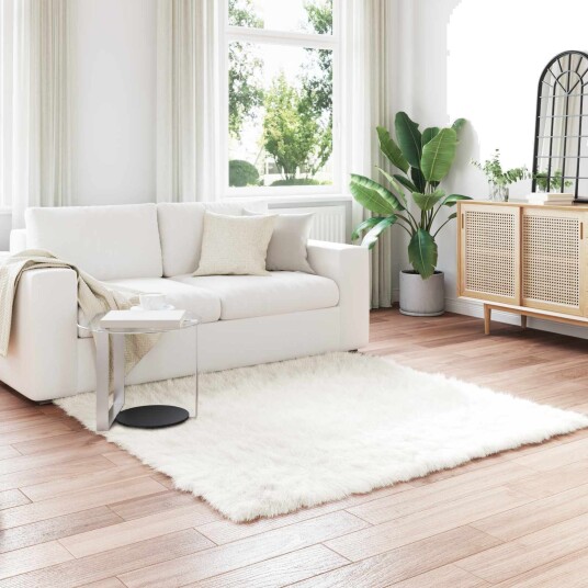 Faux Skinnmatte Tafalla Hvit 160 x 160 cm Polyester