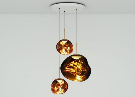 Melt Trio Round hengelampe Ø 81 cm gull   Tom Dixon   Stue   Design   Plast   Med flere lyskilder