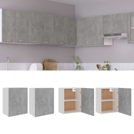 vidaXL Hengende skap 2 stk betonggr? 50x31x60 cm sponplate vidaXL Hengende skap 2 stk betonggr? 50x31x60 cm sponplate