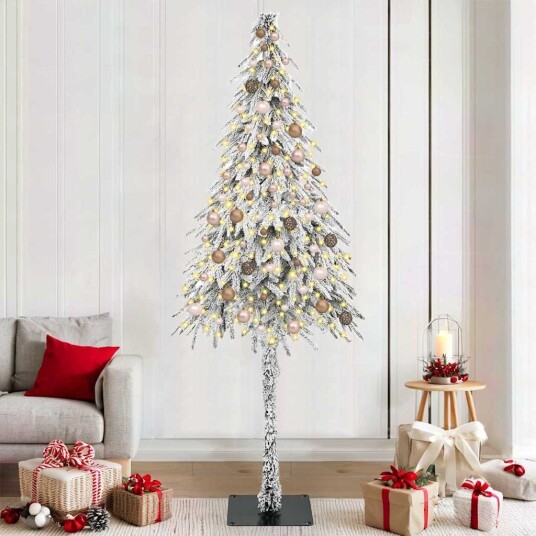  Juletre med 300 LED med stativ Hvit 210 cm PE og stål