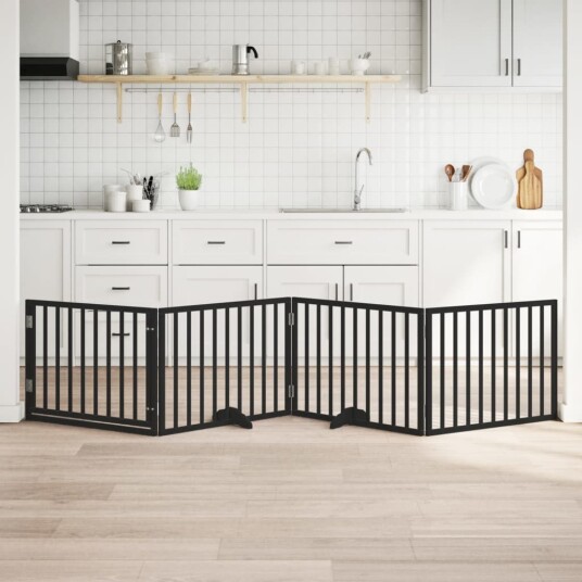 Vidaxl Hundeport Sammenleggbar 4 Paneler Svart 320 cm Poppeltre