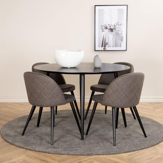 Venture Home Spisegruppe Venture Home Dipp Ø115 cm med 4 Velvet  Stitches Stoler GR22249
