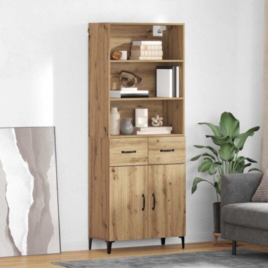 Høyskap med skuff Artisan Eik 69,5 x 34 x 180 cm Konstruert tre