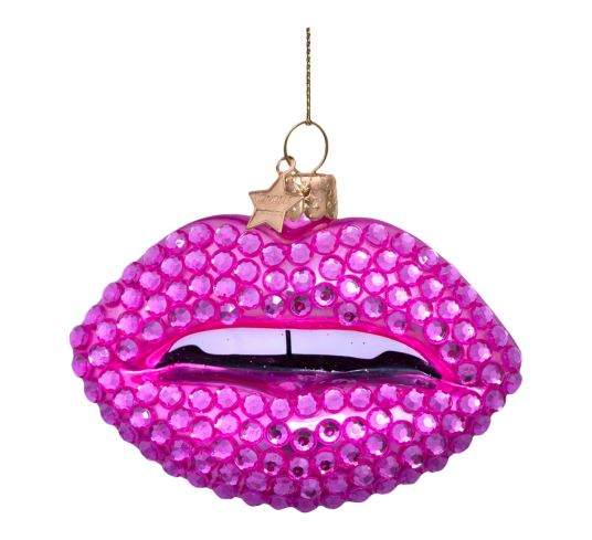 Vondels Glassornament lepper med diamanter rosa 6,5 cm Vondels Glassornament lepper med diamanter rosa 6,5 cm