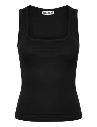 Weekday Slim Square Neck Ribbed Tank Top - Black - XXS Weekday Slim Square Neck Ribbed Tank Top - Black - XXS