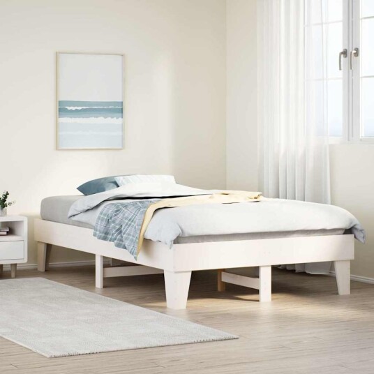  Sengeramme uten madrass hvit 120x190 cm heltre furu 8721158370013