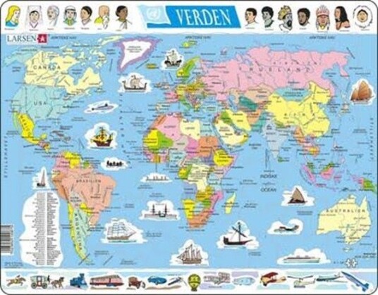 Larsen Puzzles Puzzle World Politics 107 pieces Maxi 36.5x28.5 cm 2D Puslespill