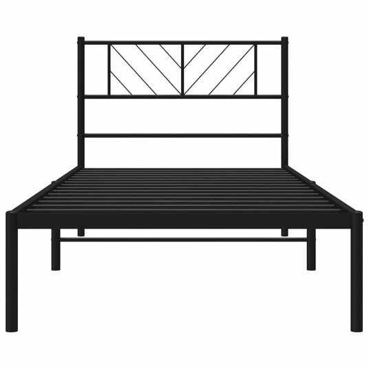 vidaXL Sengeramme i metall med hodegavl svart 107x203 cm 8721012189546