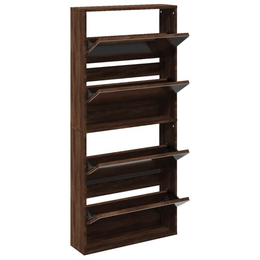 Skoskap med speil 4 lag brun eik 63x17x134 cm Skoskap med speil 4 lag brun eik 63x17x134 cm