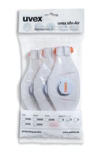 Uvex Ansiktsmaske Uvex Silv-Air Premium 5210 Ffp2, Foldemaske Med Ventil, Hvit, 3 Stk Pakket Uvex Ansiktsmaske Uvex Silv-Air Premium 5210 Ffp2, Foldemaske Med Ventil, Hvit, 3 Stk Pakket