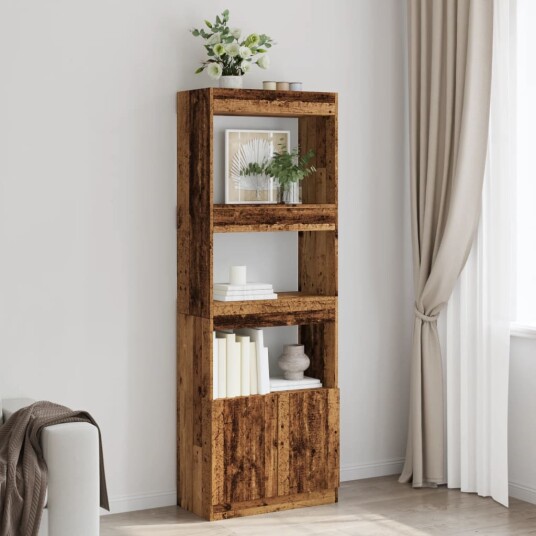 Highboard gammelt tre 63x33x180 cm konstruert tre