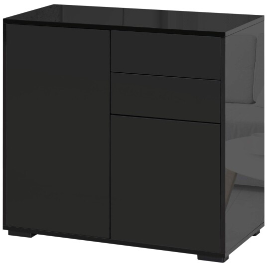 Sort skjenk med skuffer & dører 117x36x74cm