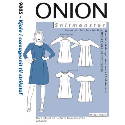Onion ONION Snittmønster Plus 9005 Kjole i Corsagesnitt Str XL-5XL