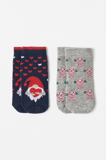 Ellos Collection Julesokker Baby 2 pk Grå
