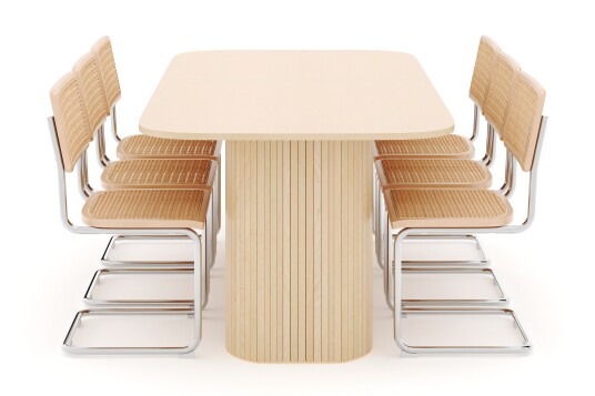Scandinavian Choice Kopparbo Spisebord 200 cm med 6 stk Build Matstkolar Hvit