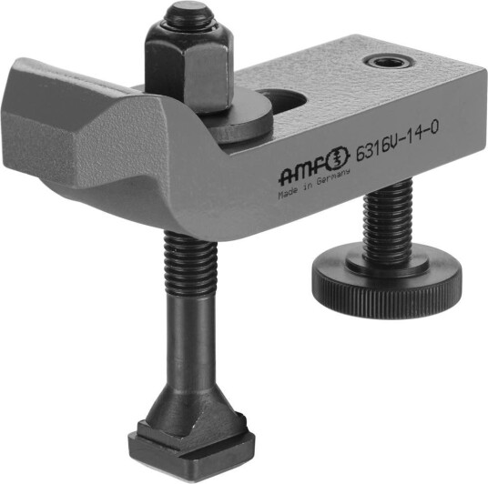 Amf Spännjärn Din 6316v 16/36 71mm Böjt Med Ställbar Stödskruv Amf Spännjärn Din 6316v 16/36 71mm Böjt Med Ställbar Stödskruv